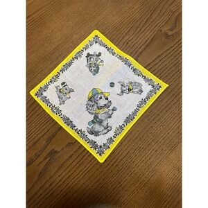 1950's Child's Vintage Dog Playing Base Ball Handkerchief